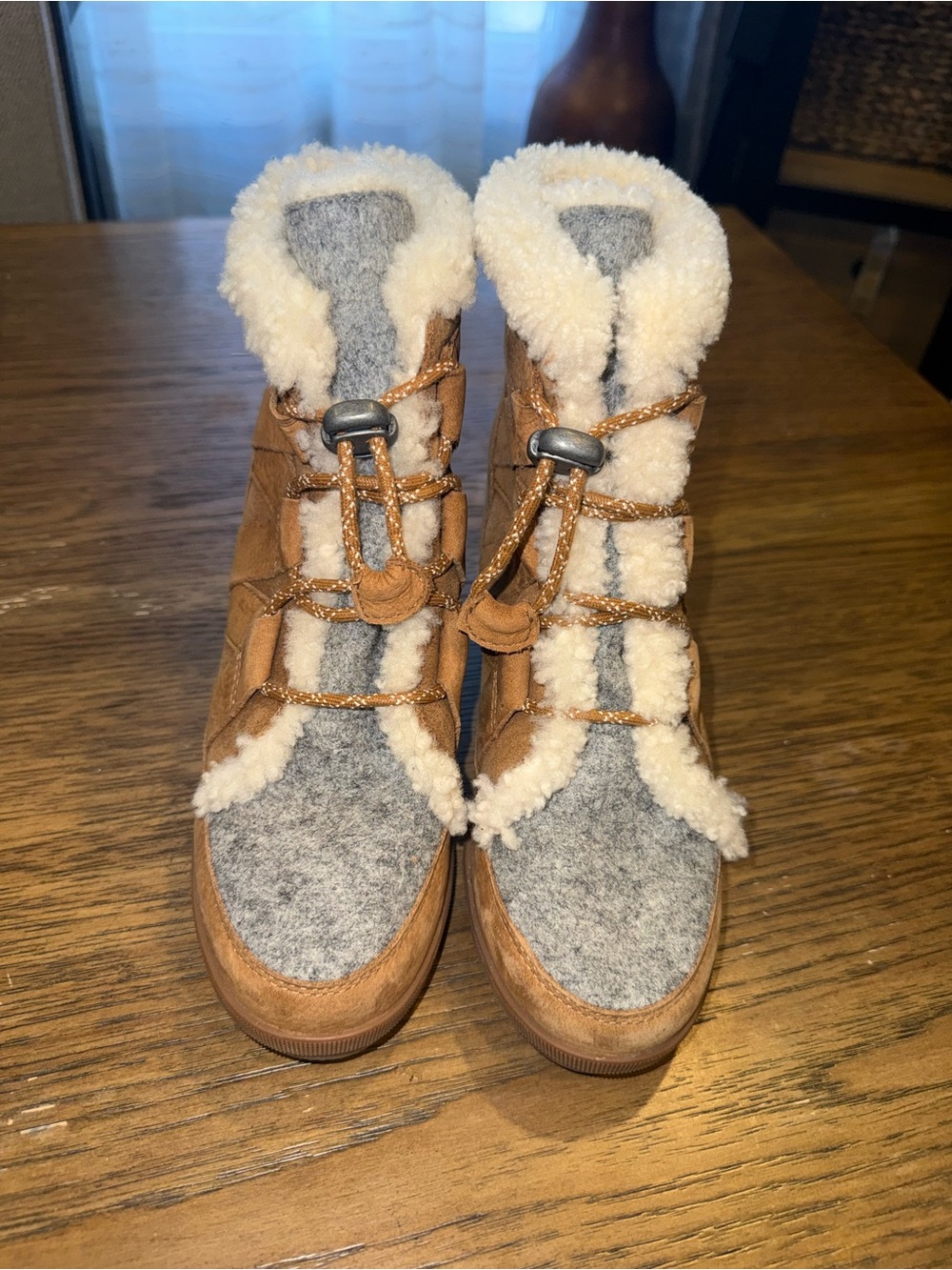 SOREL Joan of Arctic Wedge II Cozy Booties Camel Brown 6.5